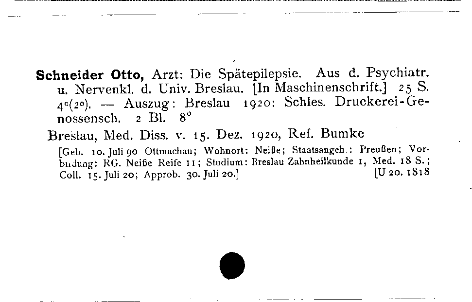 [Katalogkarte Dissertationenkatalog bis 1980]