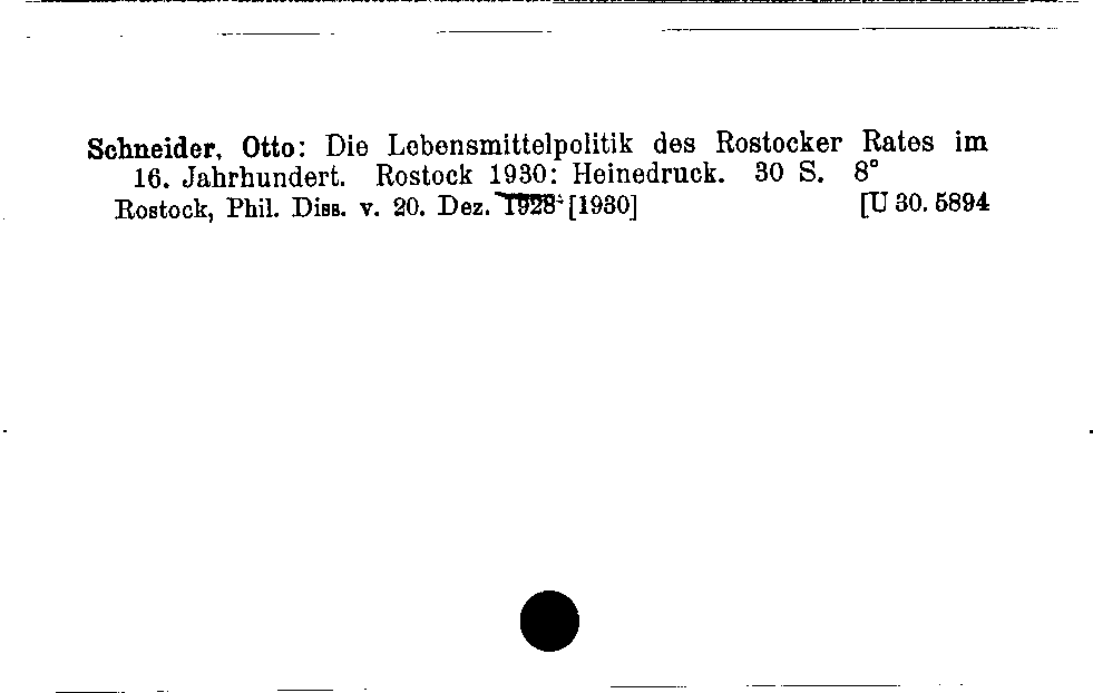 [Katalogkarte Dissertationenkatalog bis 1980]