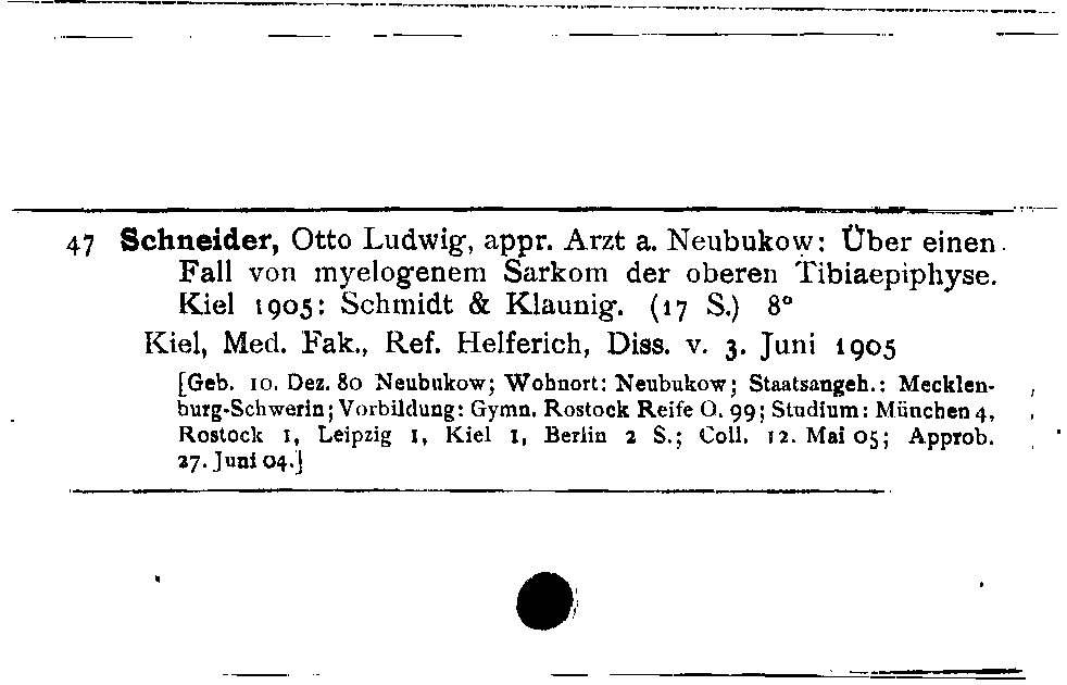 [Katalogkarte Dissertationenkatalog bis 1980]