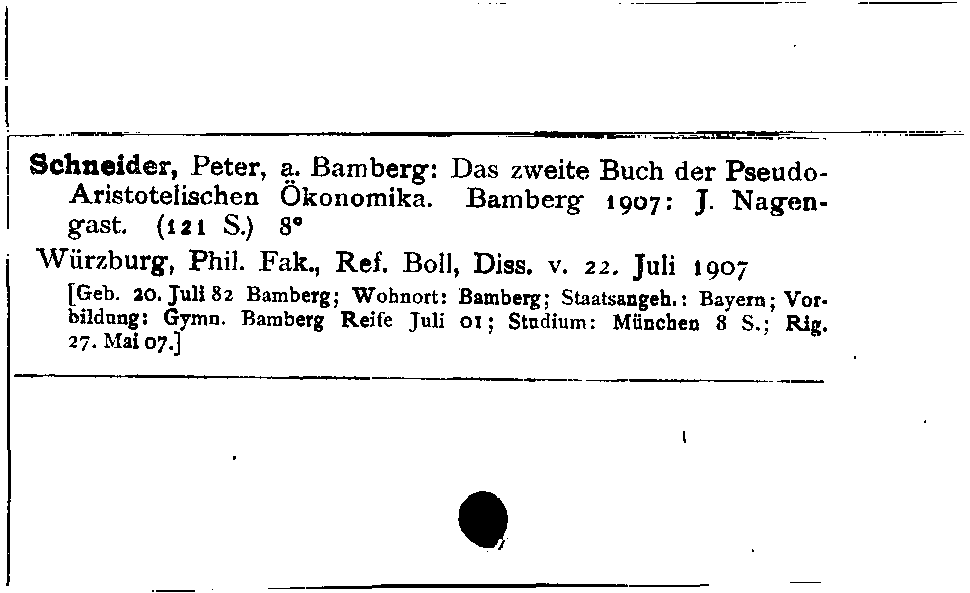 [Katalogkarte Dissertationenkatalog bis 1980]