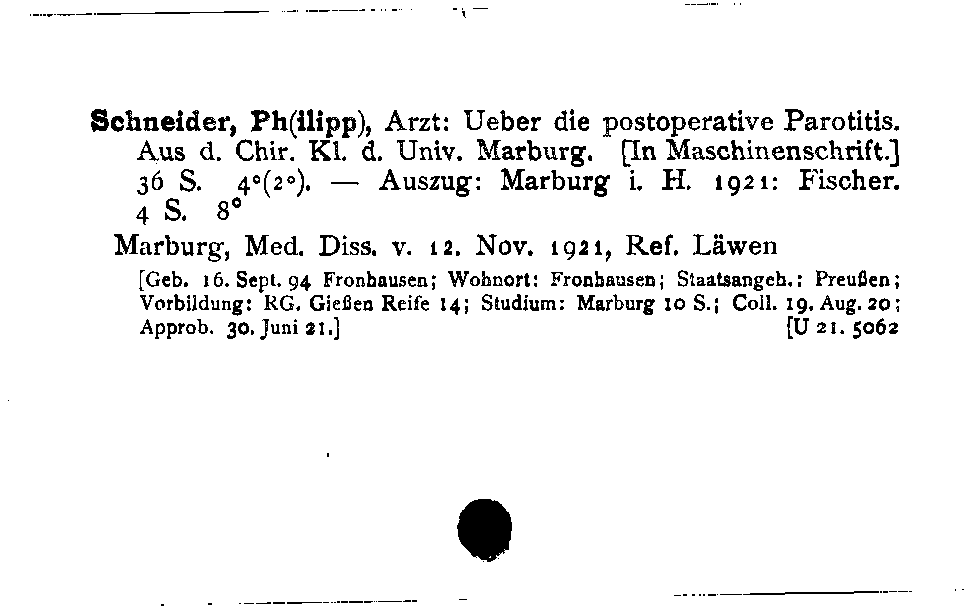 [Katalogkarte Dissertationenkatalog bis 1980]