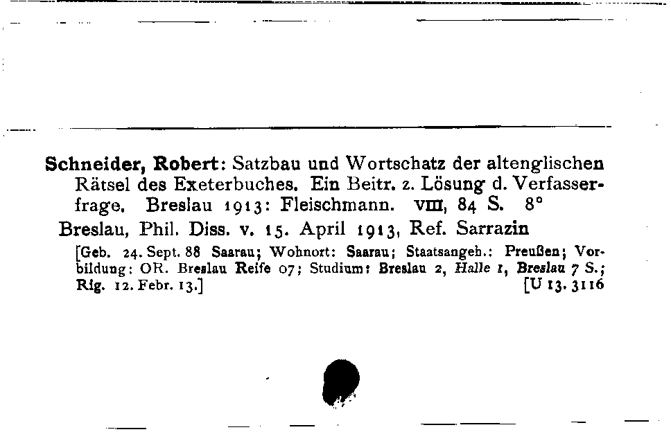 [Katalogkarte Dissertationenkatalog bis 1980]