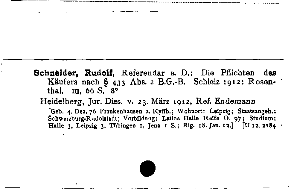 [Katalogkarte Dissertationenkatalog bis 1980]