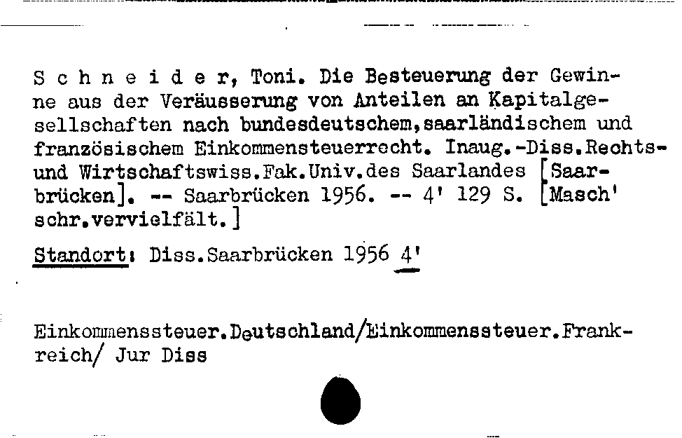 [Katalogkarte Dissertationenkatalog bis 1980]