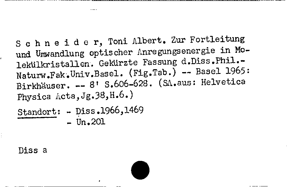 [Katalogkarte Dissertationenkatalog bis 1980]