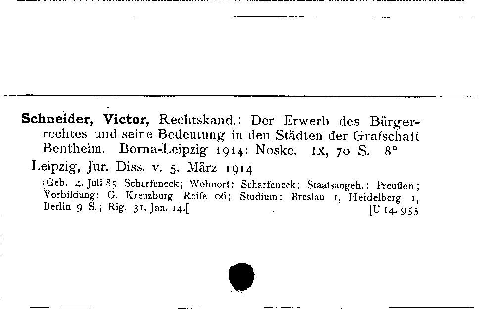 [Katalogkarte Dissertationenkatalog bis 1980]