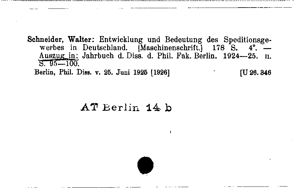 [Katalogkarte Dissertationenkatalog bis 1980]