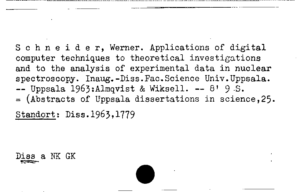 [Katalogkarte Dissertationenkatalog bis 1980]