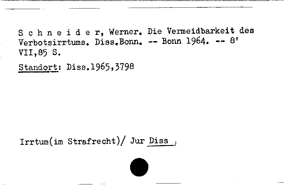 [Katalogkarte Dissertationenkatalog bis 1980]