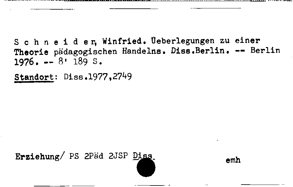 [Katalogkarte Dissertationenkatalog bis 1980]