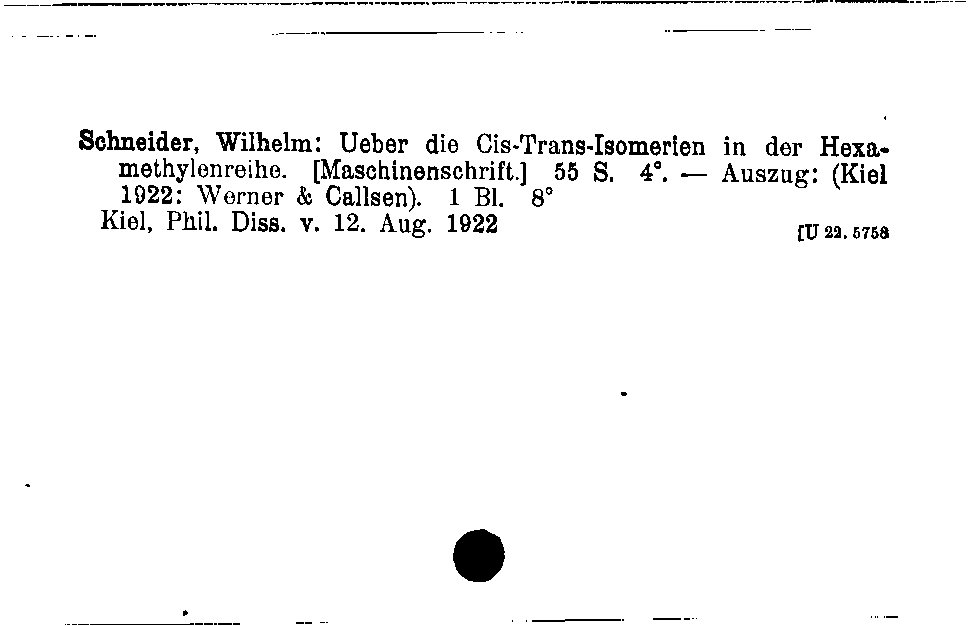 [Katalogkarte Dissertationenkatalog bis 1980]