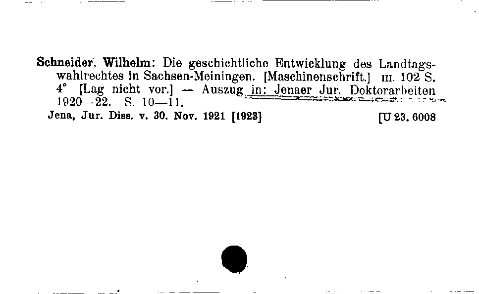 [Katalogkarte Dissertationenkatalog bis 1980]