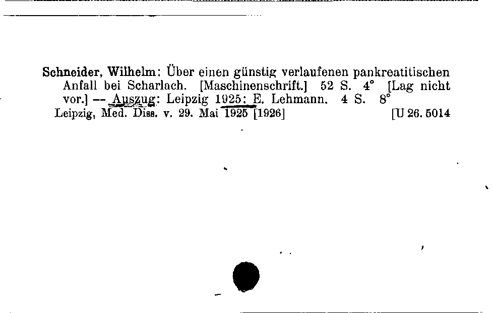 [Katalogkarte Dissertationenkatalog bis 1980]