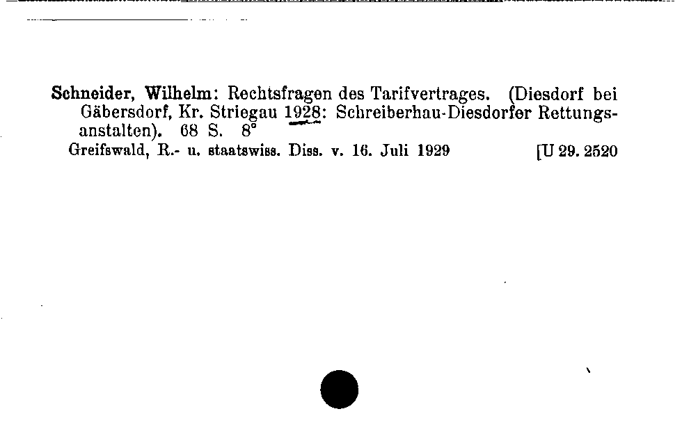 [Katalogkarte Dissertationenkatalog bis 1980]