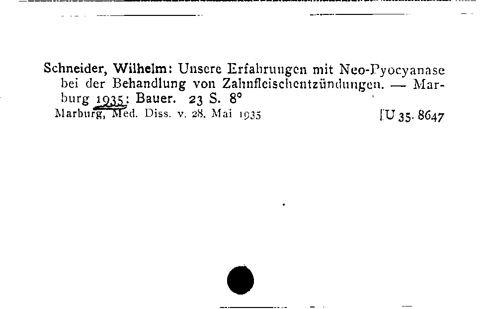 [Katalogkarte Dissertationenkatalog bis 1980]