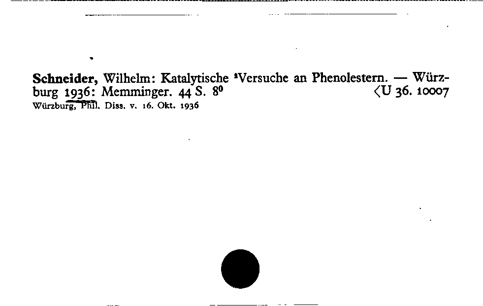 [Katalogkarte Dissertationenkatalog bis 1980]