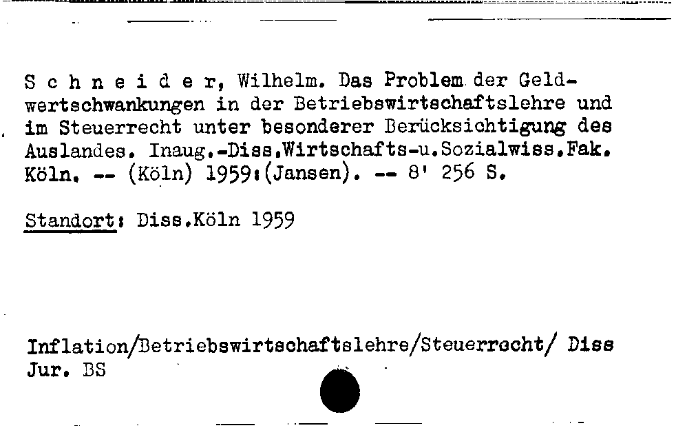 [Katalogkarte Dissertationenkatalog bis 1980]