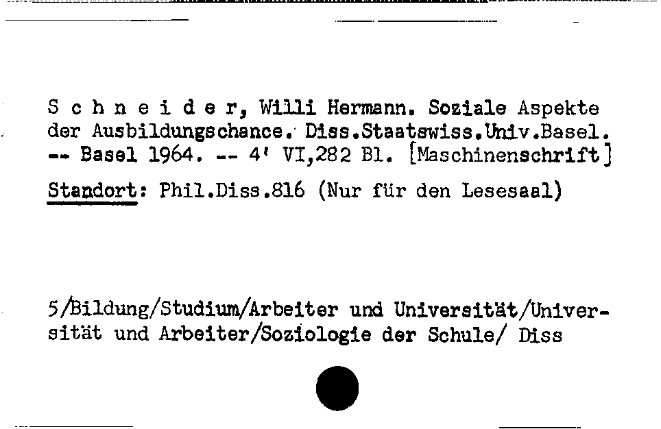 [Katalogkarte Dissertationenkatalog bis 1980]