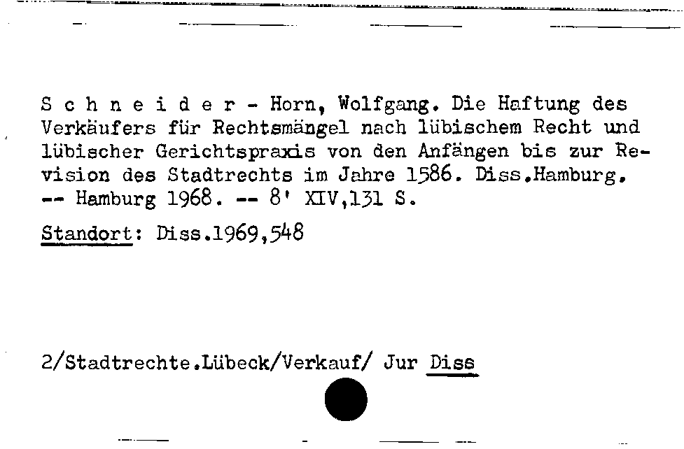 [Katalogkarte Dissertationenkatalog bis 1980]