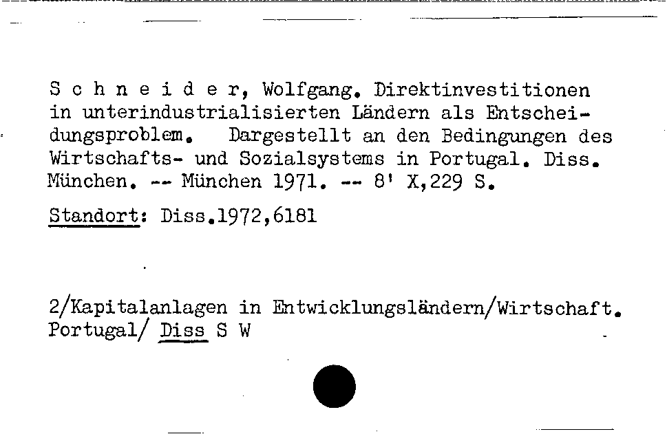 [Katalogkarte Dissertationenkatalog bis 1980]