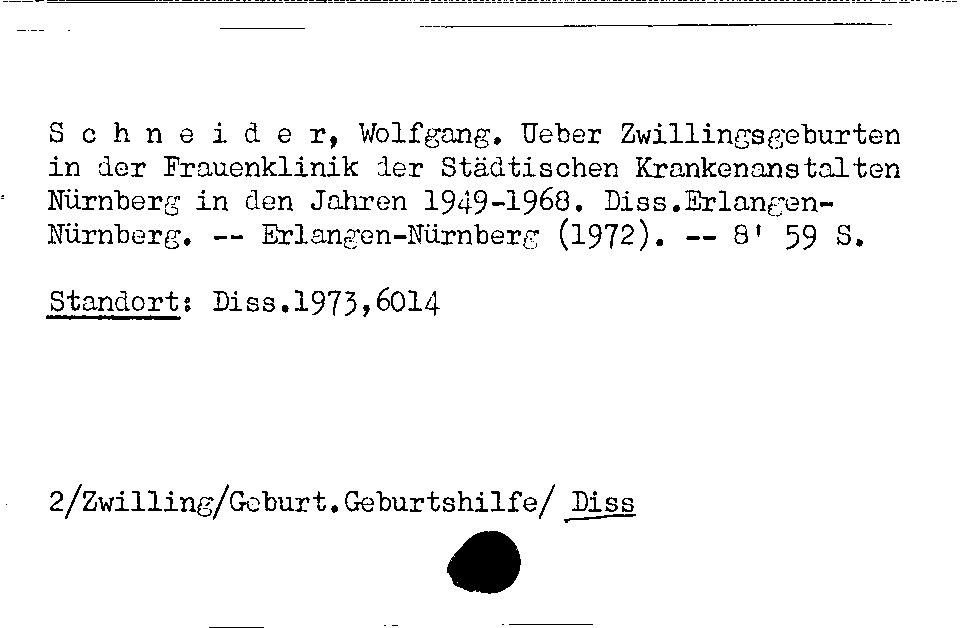 [Katalogkarte Dissertationenkatalog bis 1980]