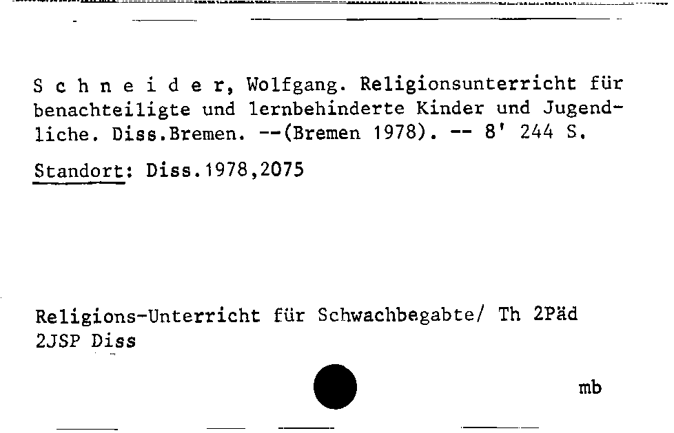 [Katalogkarte Dissertationenkatalog bis 1980]