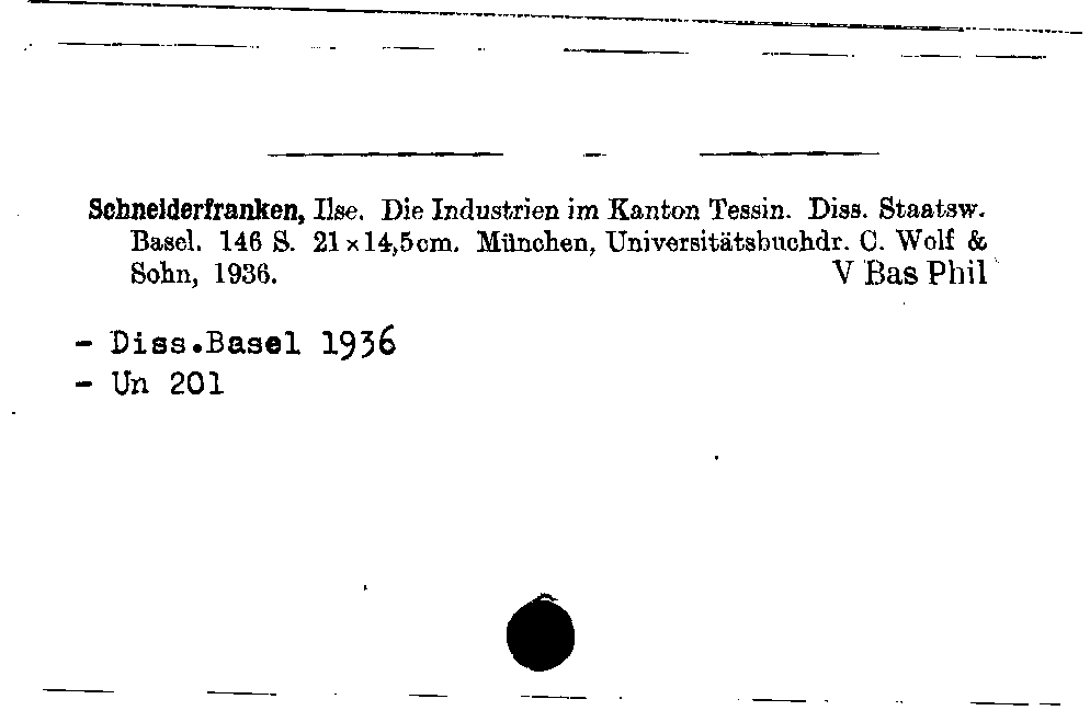 [Katalogkarte Dissertationenkatalog bis 1980]