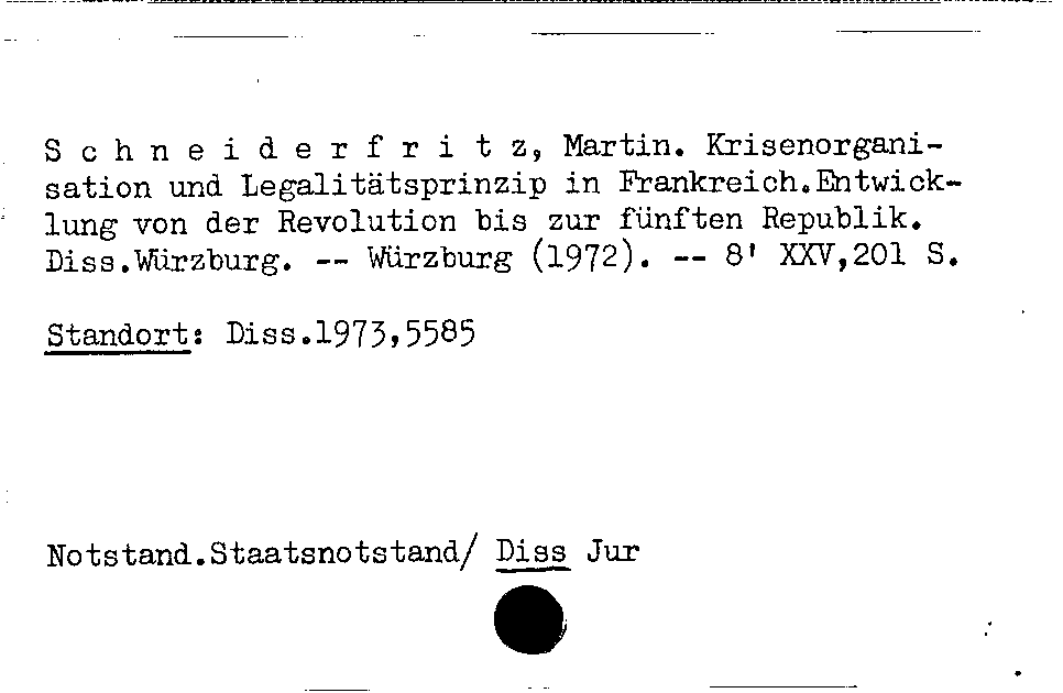 [Katalogkarte Dissertationenkatalog bis 1980]