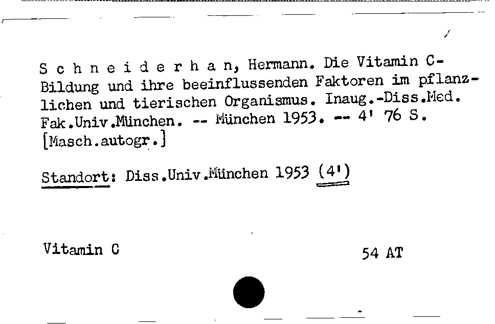 [Katalogkarte Dissertationenkatalog bis 1980]