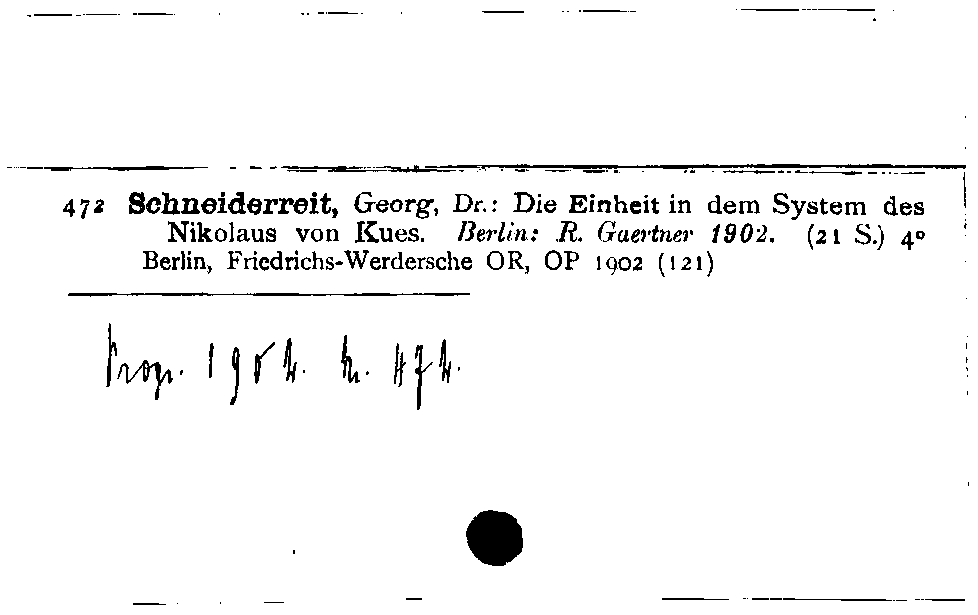 [Katalogkarte Dissertationenkatalog bis 1980]