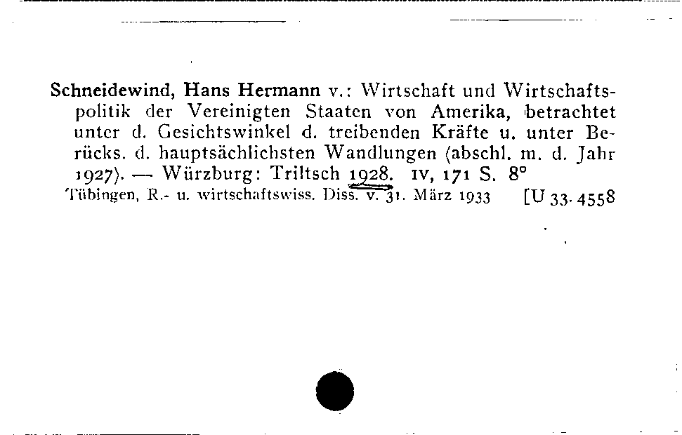 [Katalogkarte Dissertationenkatalog bis 1980]