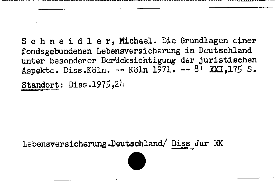 [Katalogkarte Dissertationenkatalog bis 1980]