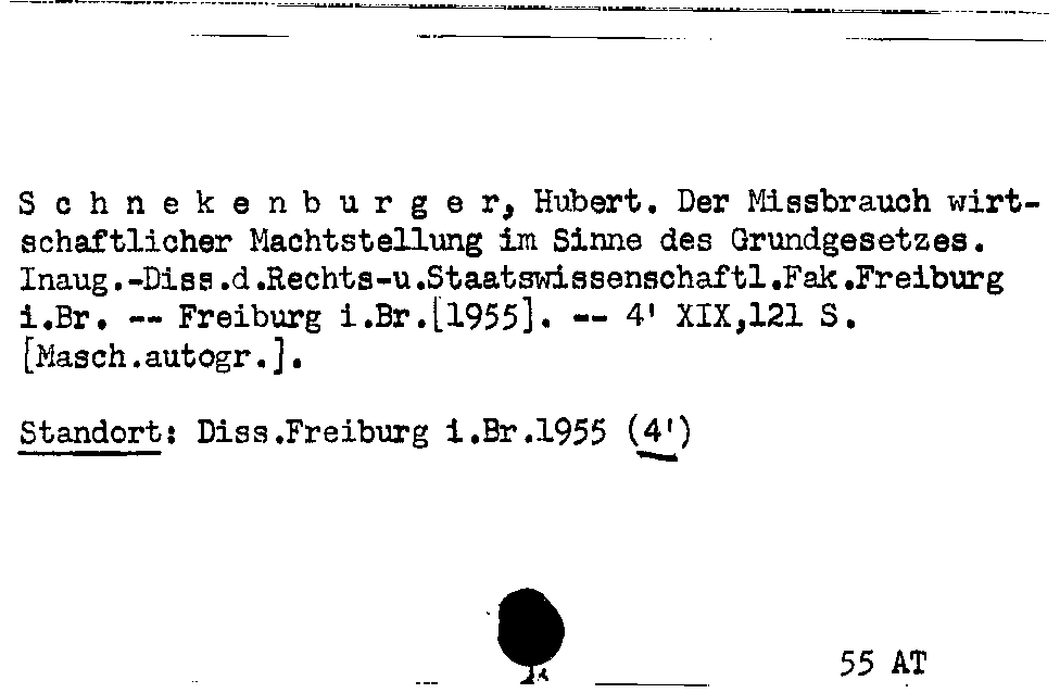 [Katalogkarte Dissertationenkatalog bis 1980]