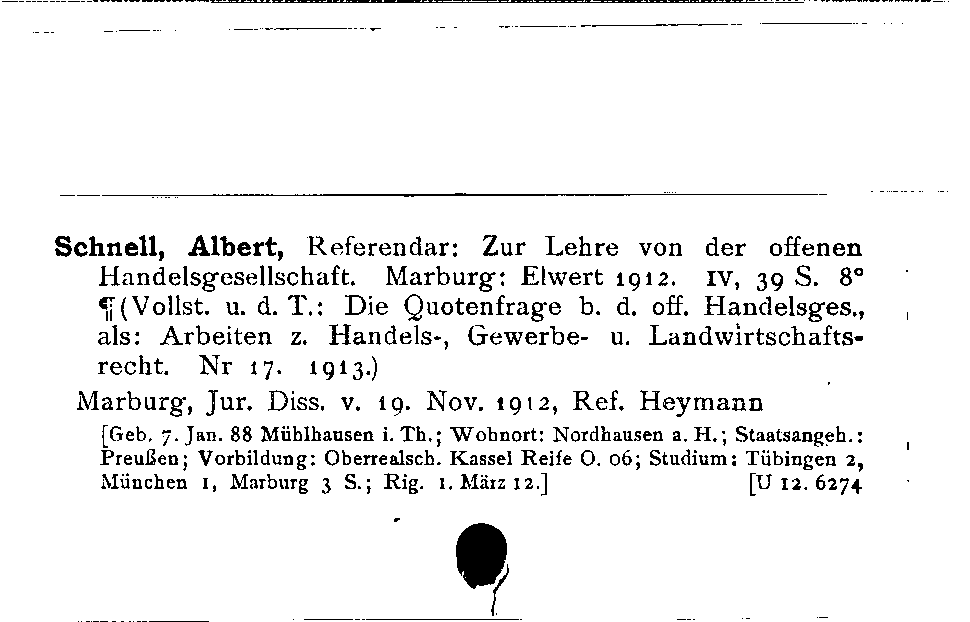 [Katalogkarte Dissertationenkatalog bis 1980]