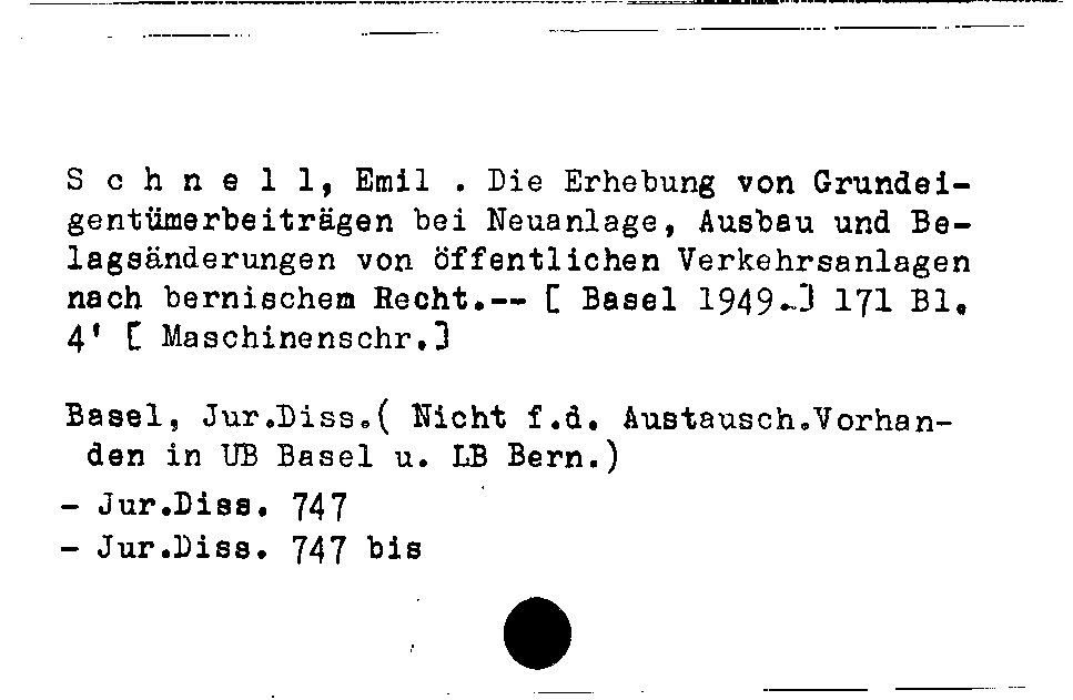 [Katalogkarte Dissertationenkatalog bis 1980]