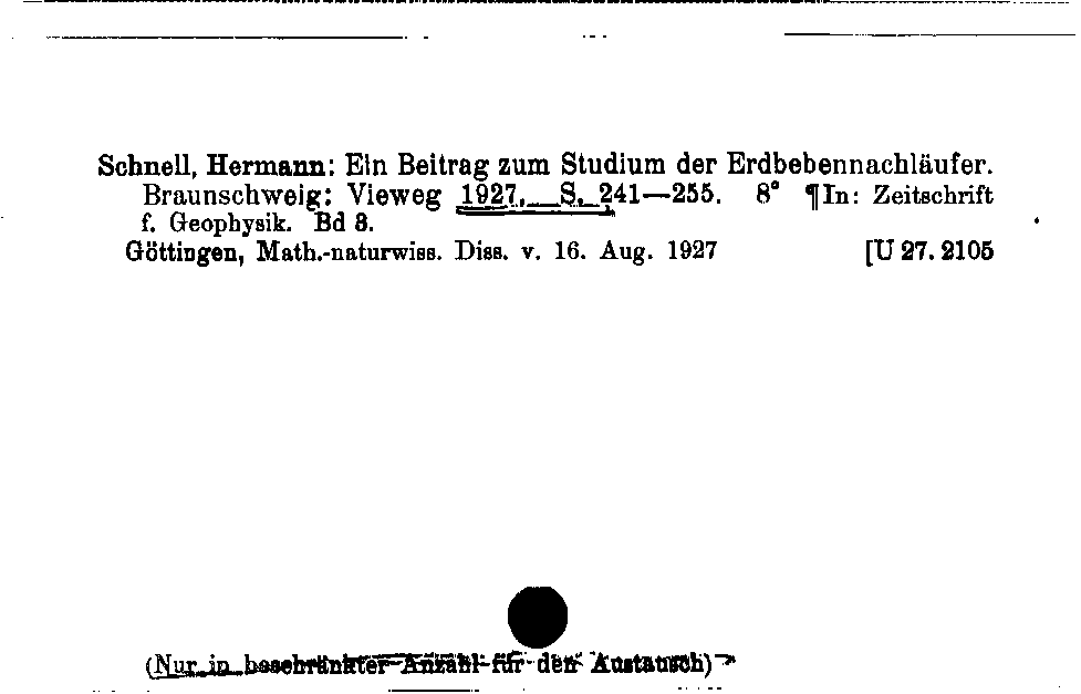 [Katalogkarte Dissertationenkatalog bis 1980]