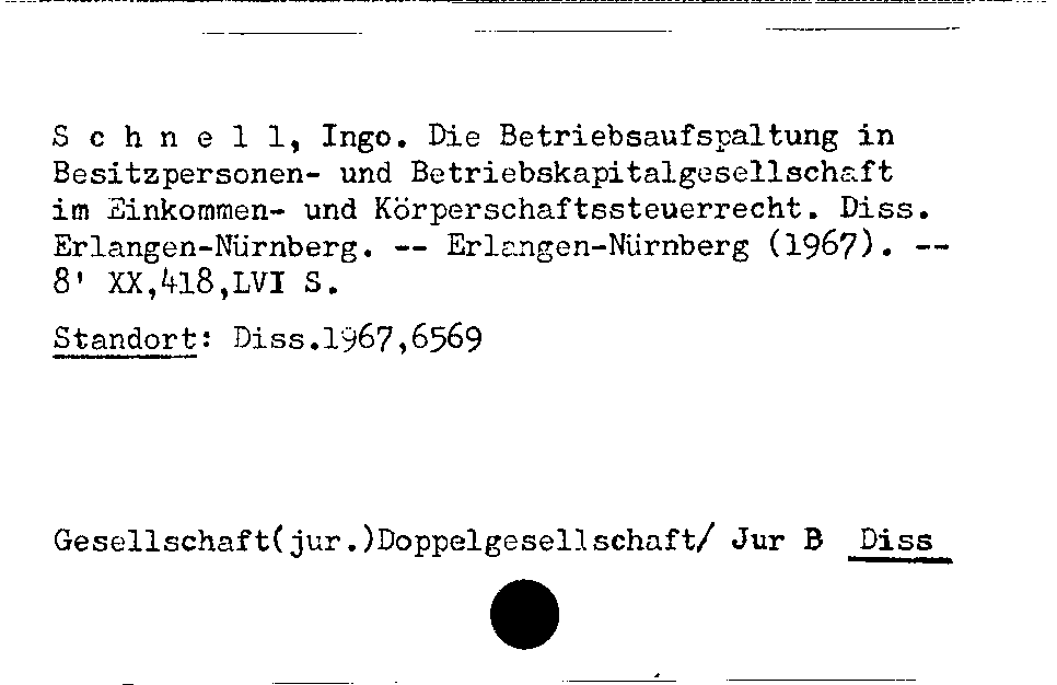 [Katalogkarte Dissertationenkatalog bis 1980]