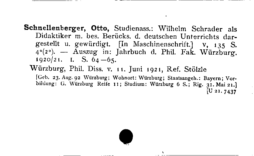 [Katalogkarte Dissertationenkatalog bis 1980]