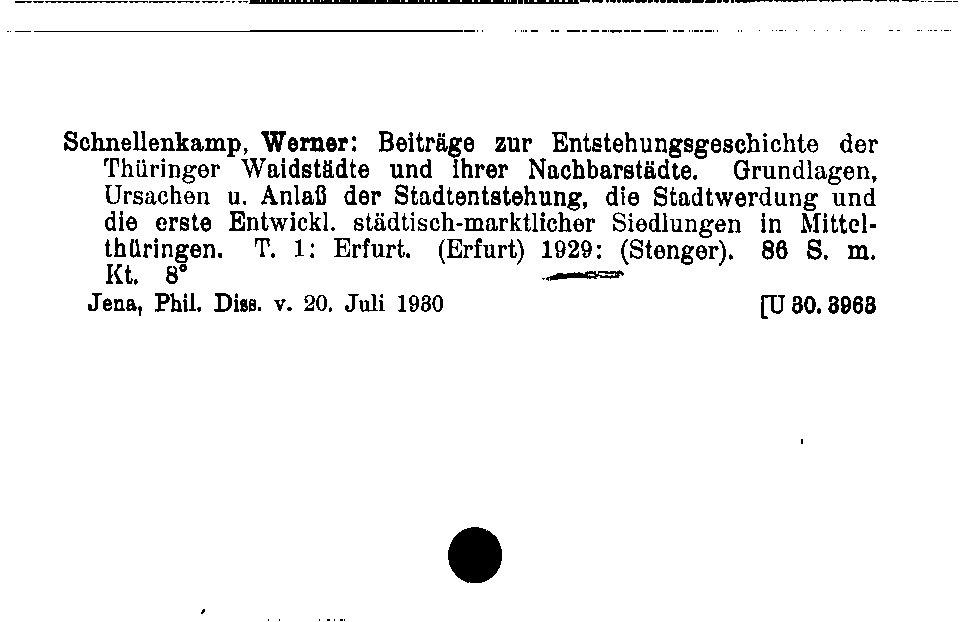 [Katalogkarte Dissertationenkatalog bis 1980]