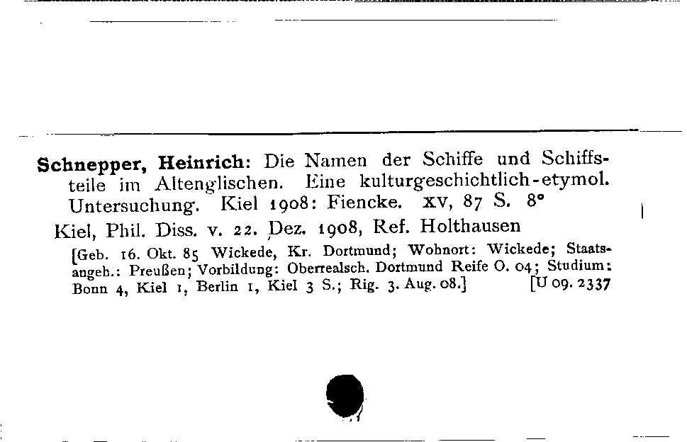 [Katalogkarte Dissertationenkatalog bis 1980]