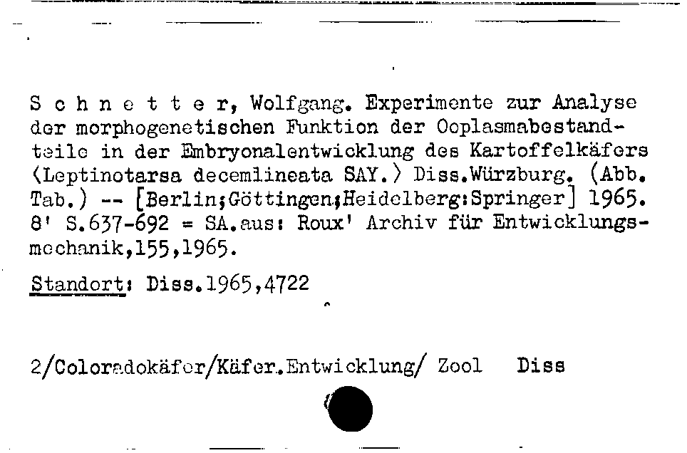 [Katalogkarte Dissertationenkatalog bis 1980]