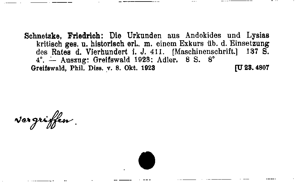 [Katalogkarte Dissertationenkatalog bis 1980]