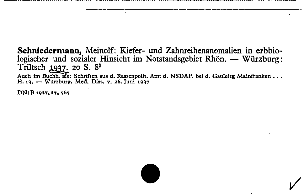 [Katalogkarte Dissertationenkatalog bis 1980]