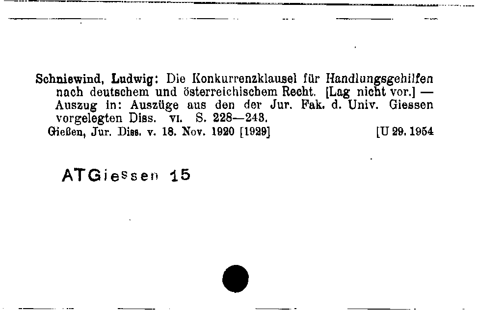 [Katalogkarte Dissertationenkatalog bis 1980]