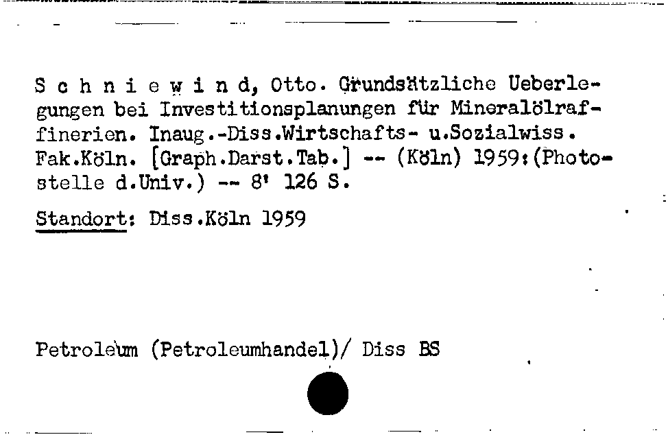 [Katalogkarte Dissertationenkatalog bis 1980]