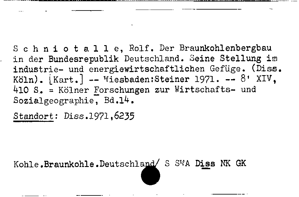 [Katalogkarte Dissertationenkatalog bis 1980]