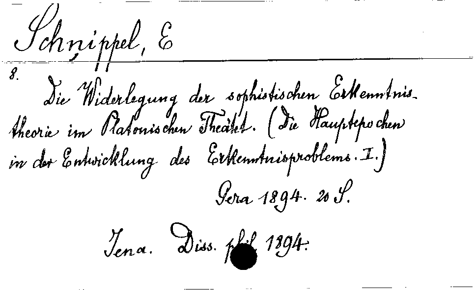 [Katalogkarte Dissertationenkatalog bis 1980]