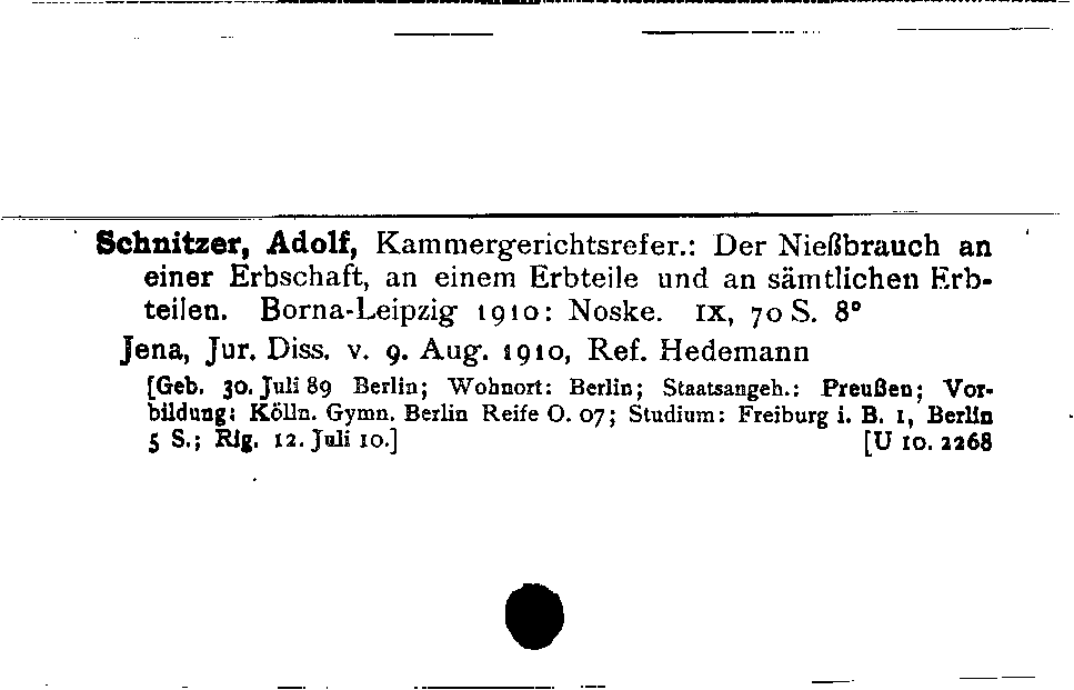 [Katalogkarte Dissertationenkatalog bis 1980]