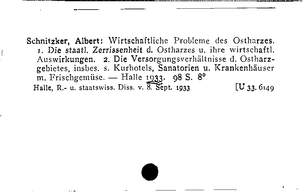 [Katalogkarte Dissertationenkatalog bis 1980]