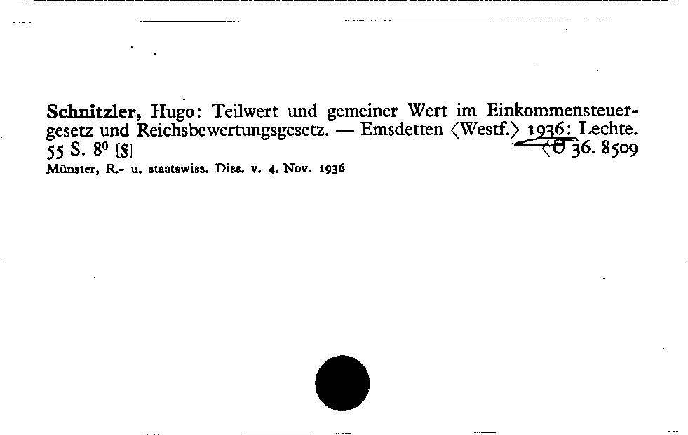 [Katalogkarte Dissertationenkatalog bis 1980]